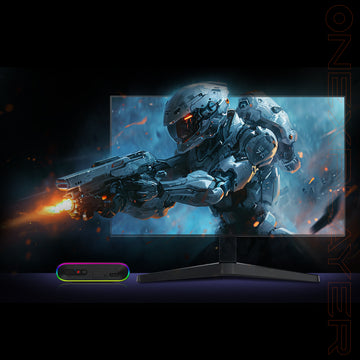 OneXPlayer M1 mini PC connected to a monitor for enhanced productivity